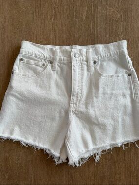 Madewell White High Rise Raw Hem Denim Shorts Women’s
